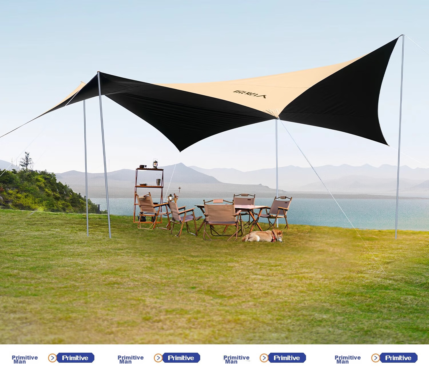 The Primitive Vinyl Canopy Tent, Outdoor Camping Equipment Set, Wild Camping Picnic Sun Protection, Octagonal Butterfly-Shaped Sunshade 20