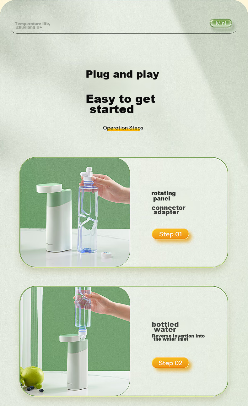 Zhuolang Portable Instant Hot Water Dispenser for Home Use, Compact Desktop Mini Milk Frother And Water Dispenser, Portable Electric Kettle for Travel And Business Trips 11