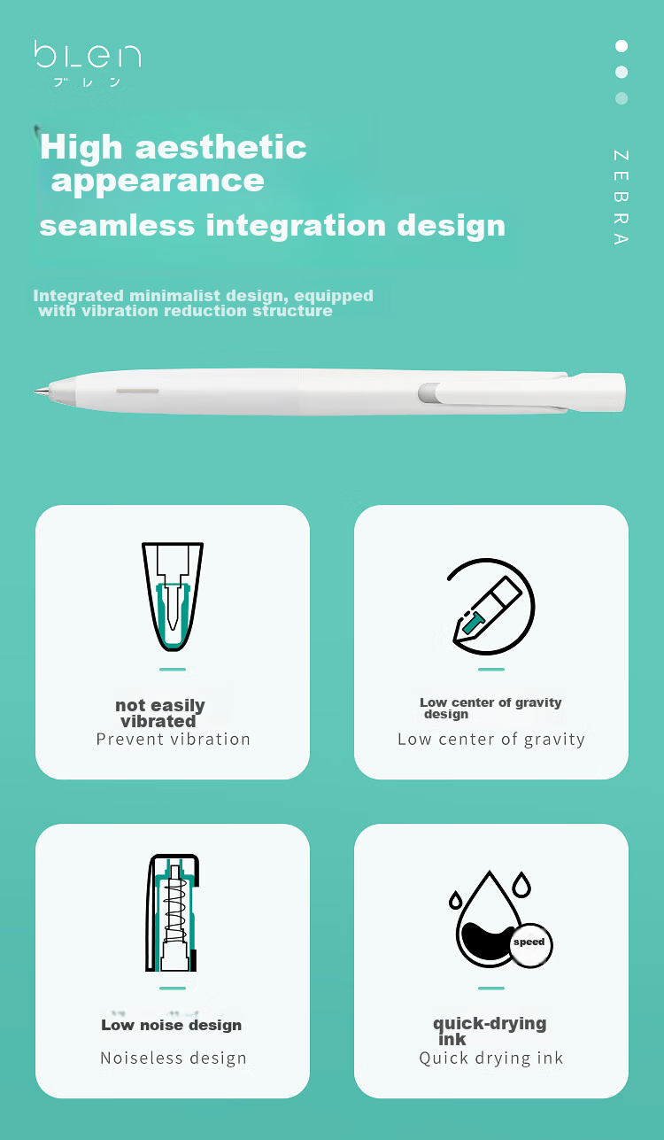 ZEBRA Stationery Award-Winning Gel Pen, 0.5mm Bullet Tip, Retractable Signing Pen, BLen Quick-Drying Shock-Absorbing Exam Pen, JJZ66, Light Blue Barrel with Black Ink, Pack of 10 3