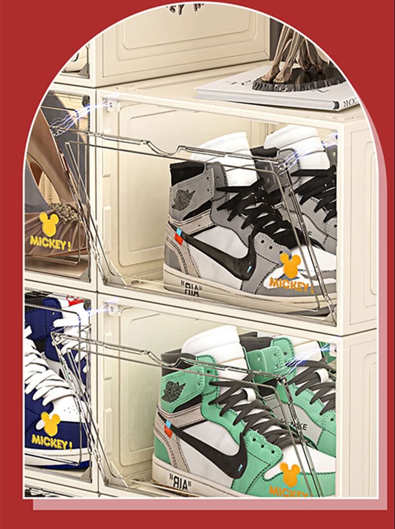 Disney Transparent Shoe Box Dustproof Moisture-Proof Shoe Cabinet Front-Opening Storage Box Red 1-Pack 2