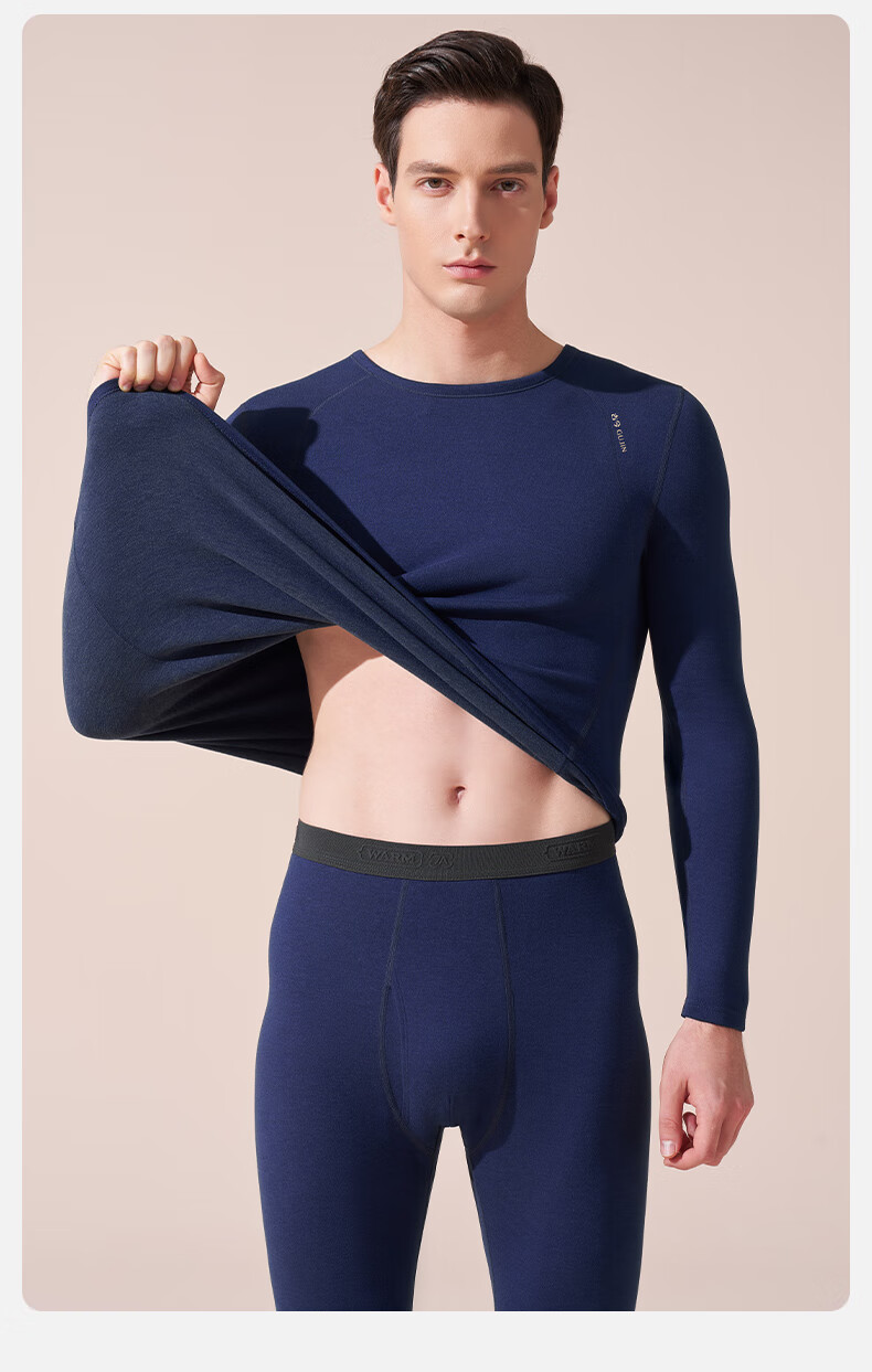 GUJIN Men's Thermal Set Cashmere Silk Base Layer Autumn Shirt and Pants 10A Antibacterial Sports German Velvet Fleece 20