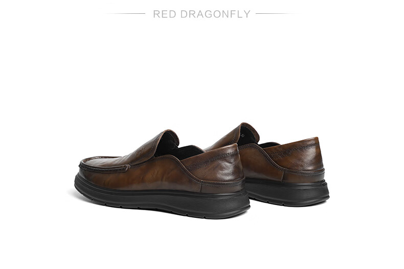RED DRAGONFLY Genuine Leather Men's Casual Slip-On Shoes, Commuter Soft-Soled Two-Way Cowhide Shoes for Men WTA15083 Brown 38 4