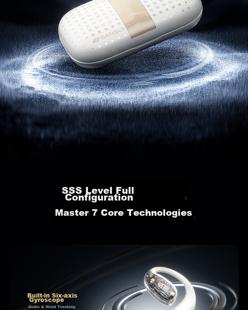 SANSUI [Major New Product | Three Major Upgrades] T19/W19 Bluetooth Headphones, Over-Ear Bone Conduction Concept, Non-In Open Wireless Noise-Cancelling Sports Headphones, Compatible with Xiaomi 4