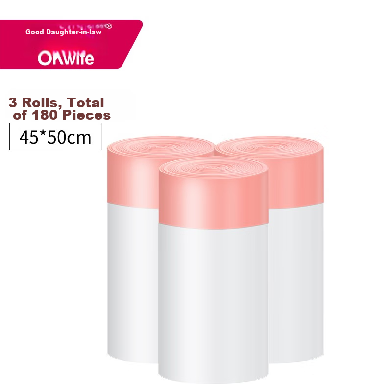 OKwife Drawstring Garbage Bags, White, 45*50cm, 180 Count, Single-Sided 1 Micron Biodegradable Thickened Eco-Friendly Cleaning Garbage Bags
