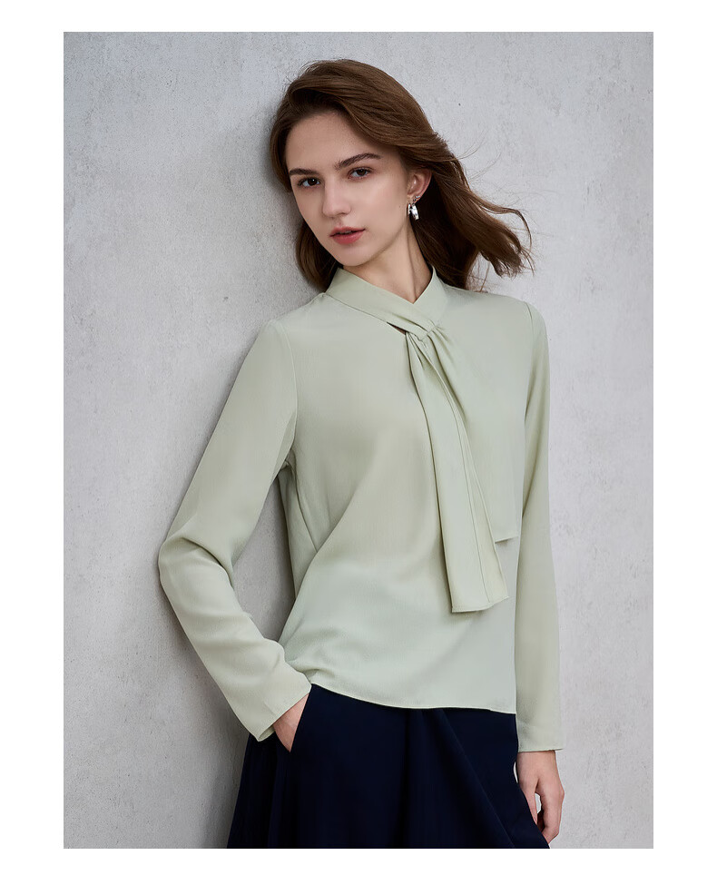 G2000 Textured Ribbon Design Women's 2025 Autumn Winter Comfortable Long Sleeve Casual Shirt Mall Same Style 10