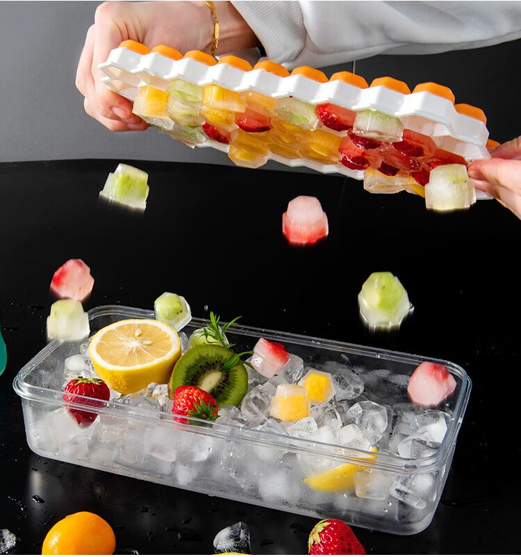 Suncojia Ice Cube Mold, Ice Making Tool for Home Use, Ice Box for Making Ice Balls, Refrigerator Freezer Tray, Silicone Storage Box with Lid, 47 Compartments 7