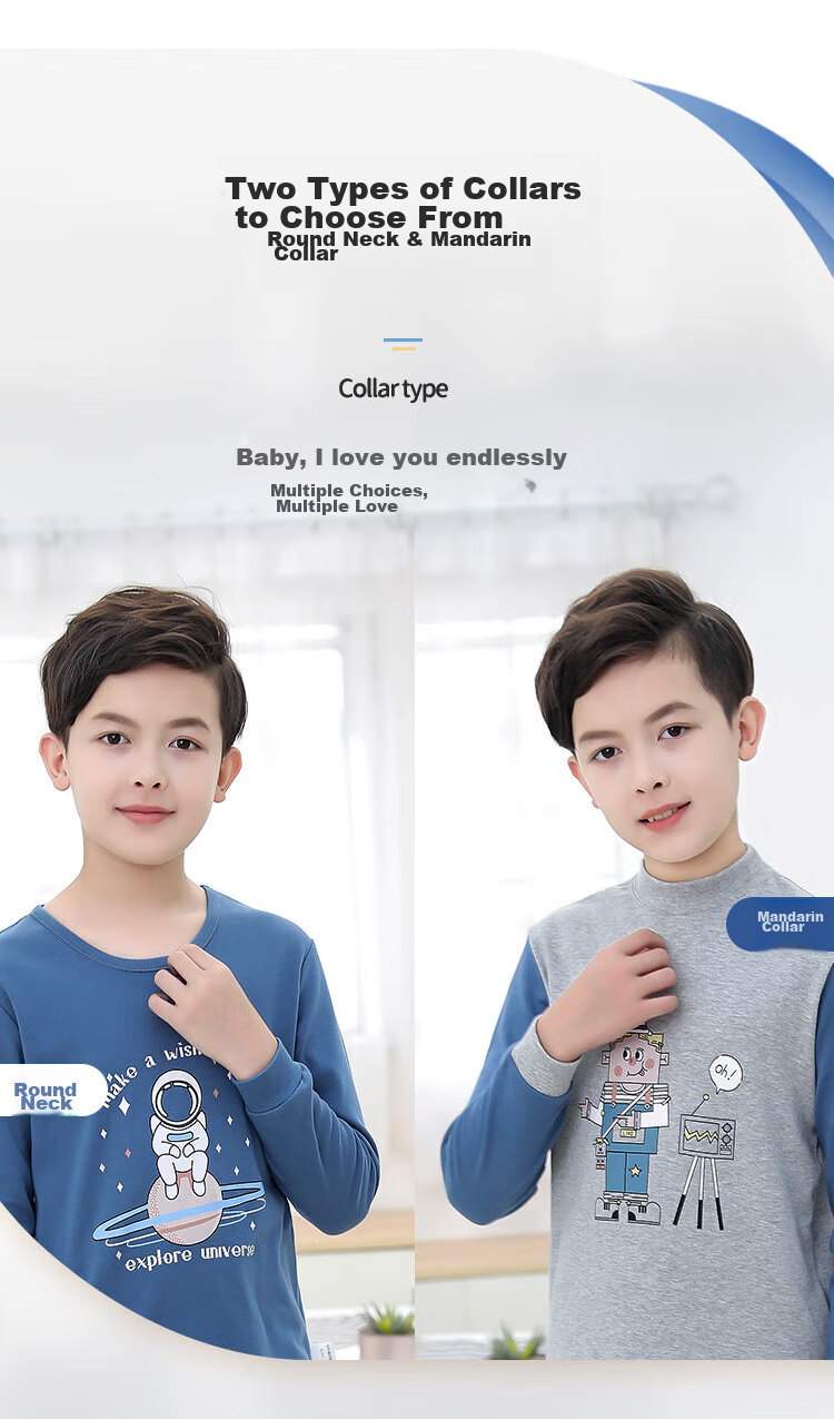 Hengyuanxiang Children's Underwear Set, Boys' Pure Cotton Turtleneck Autumn Top And Pants, Kids' Base Layer Cotton And Wool Set, Little Prince 150 8