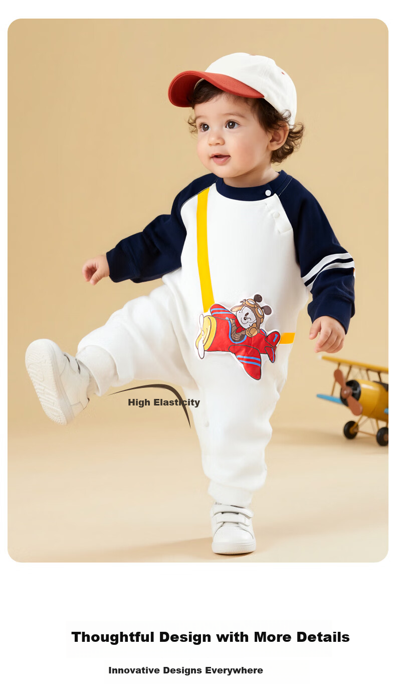 BOBDOG Baby Clothes Spring And Autumn, 100% Pure Cotton Infant Romper, Class A Baby Cartoon Outdoor Wear, Onesie Bodysuit 6