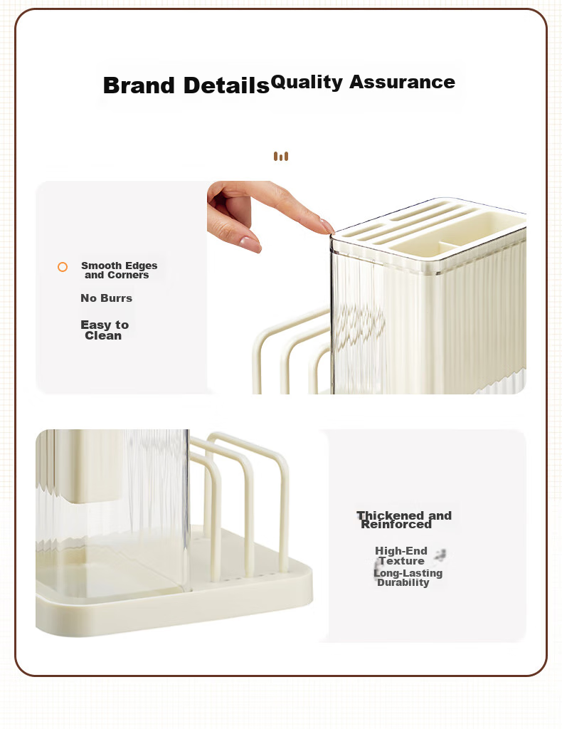 COOKER KING Knife Holder Storage Rack, Cream-Colored Multifunctional Cutting Board Rack, Chopstick Cage And Knife Organizer, Chopsticks Spoon Cutting Board Stand 10