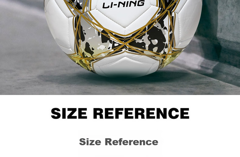 Li-Ning Soccer Ball Size 5 Exam Training Wear-Resistant, Non-Slip Machine-Stitched Yarn Rubber Inner Layer, White Black Gold, LFQK671-1 2