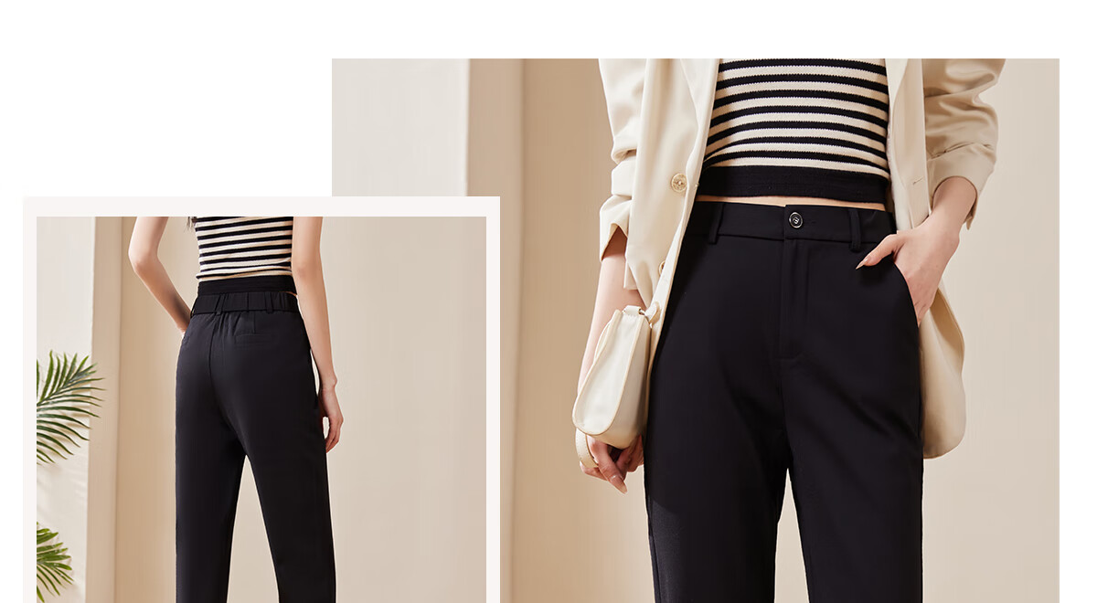 Chushen Women's High-Waisted Straight-Leg Stretch Pants, Casual Nine-Tenths Formal Trousers S131K2164, Size XL 19