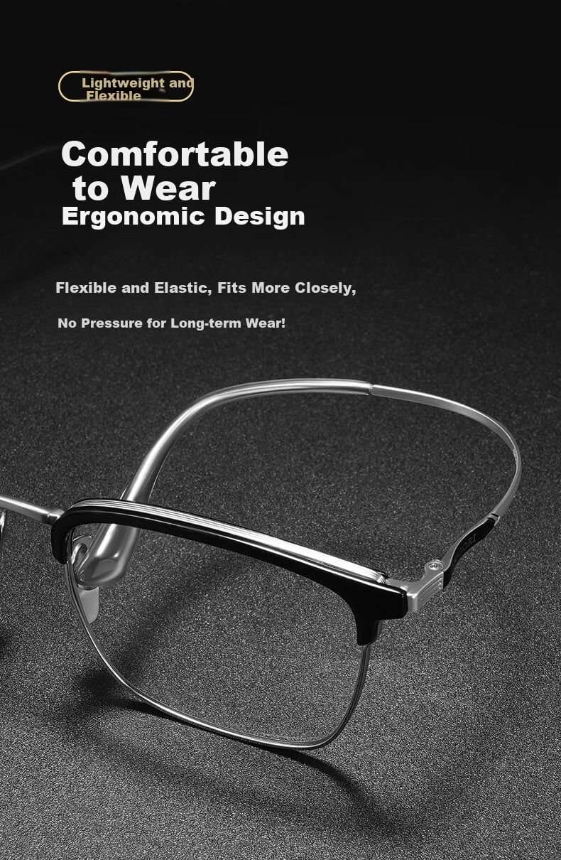 Xiyanghong Reading Glasses for Men And Women, High-End Pure Titanium High-Definition Anti-Blue Light Presbyopic Glasses E204Y, 250 Degrees 7