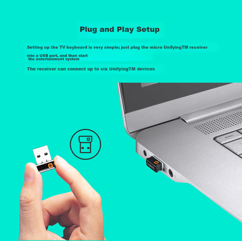 Logitech K400Plus Wireless Keyboard with Touch Control for Android Smart TV, Computer, Laptop Office Use with 2.4G Wireless Receiver, Black [Order Bonus] 8