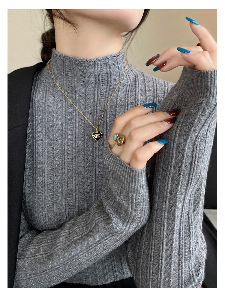 YUZHAOLIN Apricot Half Turtleneck Base Shirt Women's Little Chanel Style Inner Wear 2025 Autumn Winter New Sweater Knit Top 17