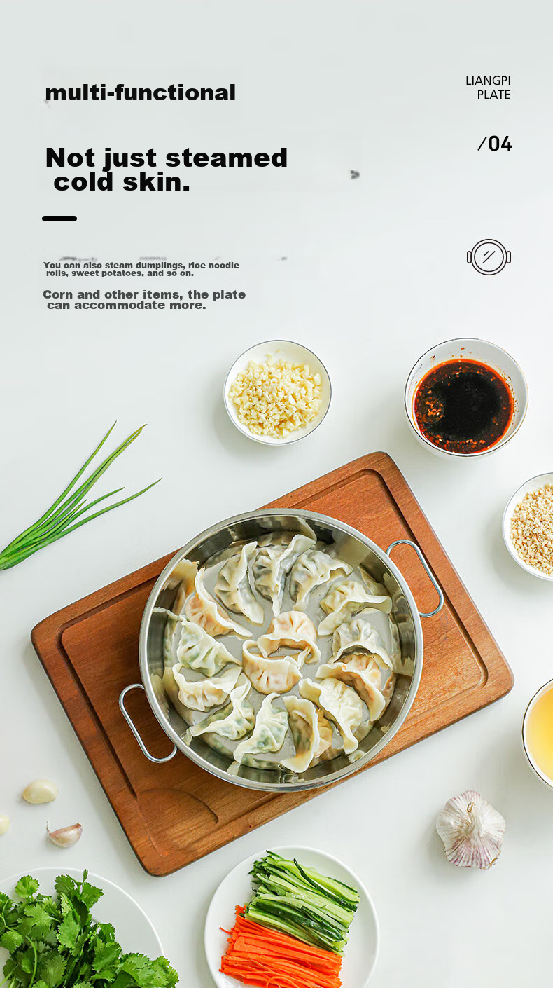 Guangyi 304 Stainless Steel Liangpi Plate And Liangpi Gong, Steaming Tool for Liangpi And Rice Noodle Rolls, 26cm GY7632 10