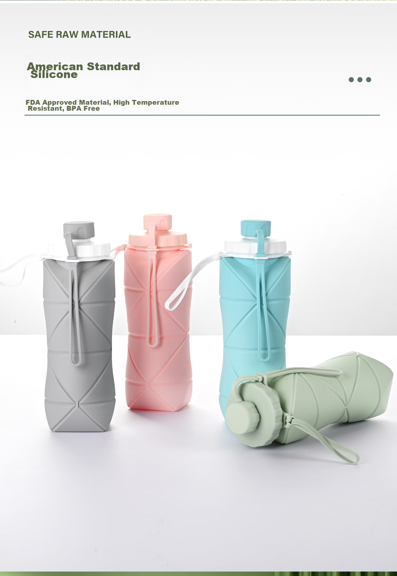 TFO Competition-Grade Outdoor Water Bottle, Hiking And Mountaineering Folding Canteen 9502407 Green 600ml 2