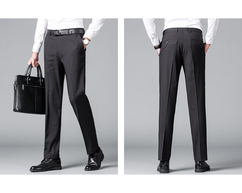 FIRS [Wrinkle-Resistant] Striped Dress Pants for Men, Spring And Autumn Loose Business Casual Trousers, Slim Straight-Leg Formal Long Pants 3