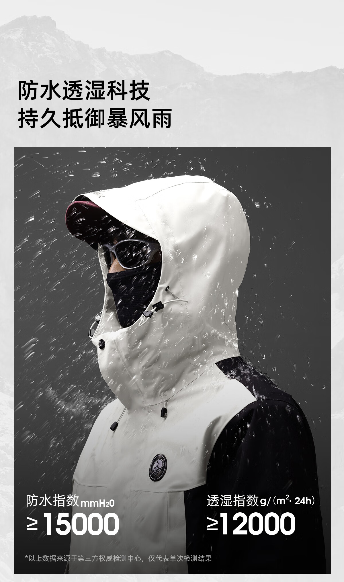Panda Zhang Yuxi Edition Play Wild 3-in-1 Waterproof Windproof Colorblock Mountaineering Jacket Black/White, S 2
