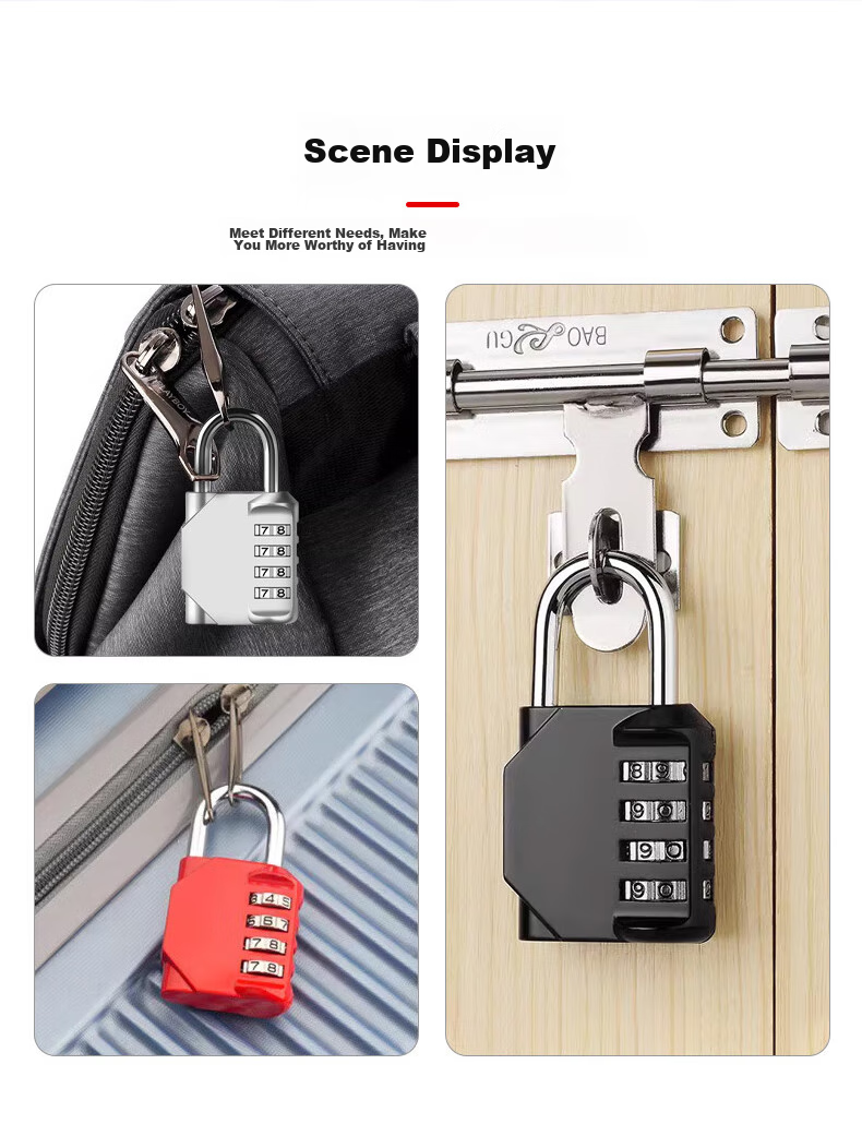 Lehuolvxing Four-Digit Combination Padlock, Luggage Lock, Dormitory Door Lock, Gym Locker Lock, Small Padlock, Small Anti-Theft Lock 9