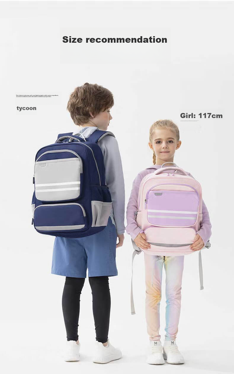 Deli Elementary School Backpack for Children, Boys And Girls, Sporty Simple Style, Large Capacity, Lightweight Backpack BB160 Blue-Large Size 17