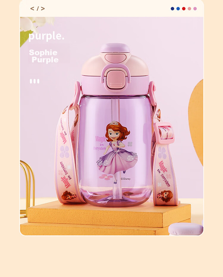 Disney Plastic Water Bottle with Straw for Children, Tritan High-Temperature Resistant Dual-Use Water Bottle for Boys And Girls, Elementary School Students, Direct Drinking Cup 18