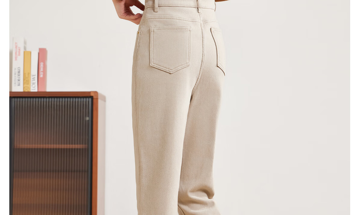 PinCai Women's Jeans, Spring And Autumn White High-Waisted Slimming Heightening Versatile Casual Trousers P143N1010 32