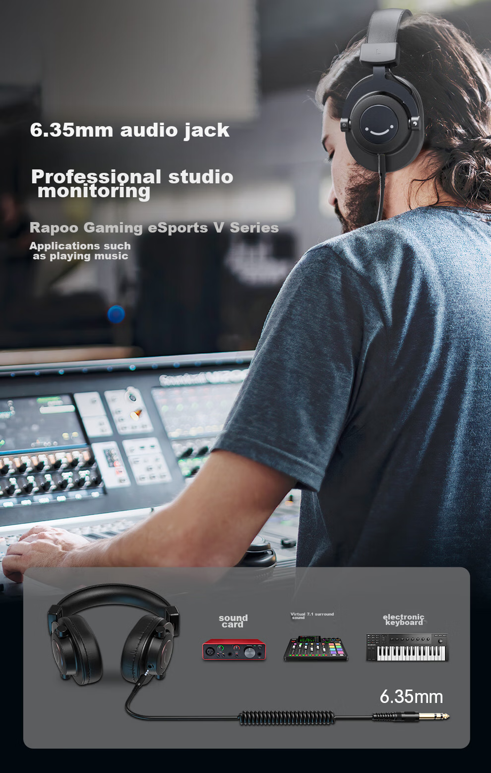 FIFINE Professional Monitoring Headphones, HIFI High-Quality Live Streaming DJ Mixing Booth Recording Studio Instrument-Specific Wired Noise-Cancelling Microphone HD8 Black 4