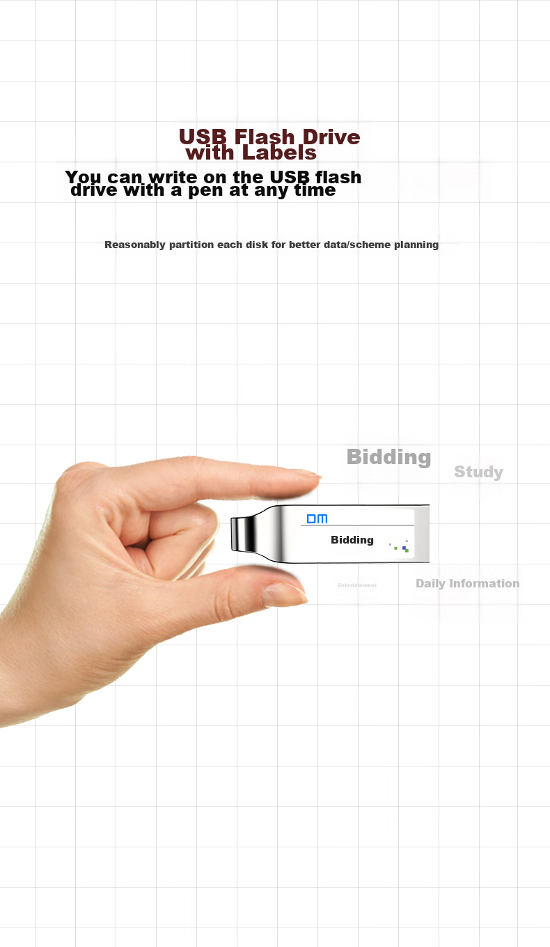 DM Daimai 8GB USB2.0 Flash Drive, Bidding USB Drive PD077, Small Capacity Label USB Drive for Bidding, 10 Pieces/box 4