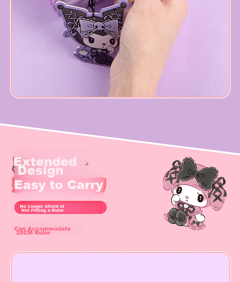 GuangBo Sanrio Collaboration Pencil Case, Large Capacity Stationery Box for Female Students, Multi-Layer Storage Exam Supplies, Birthday Gift, Kuromi, 1 Piece 11