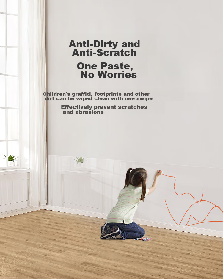 Qinghua Wall Static Electricity Protection Film, Latex Paint Wall Sticker, Anti-Kick Waterproof Wall Protector, Transparent 60*500cm 3