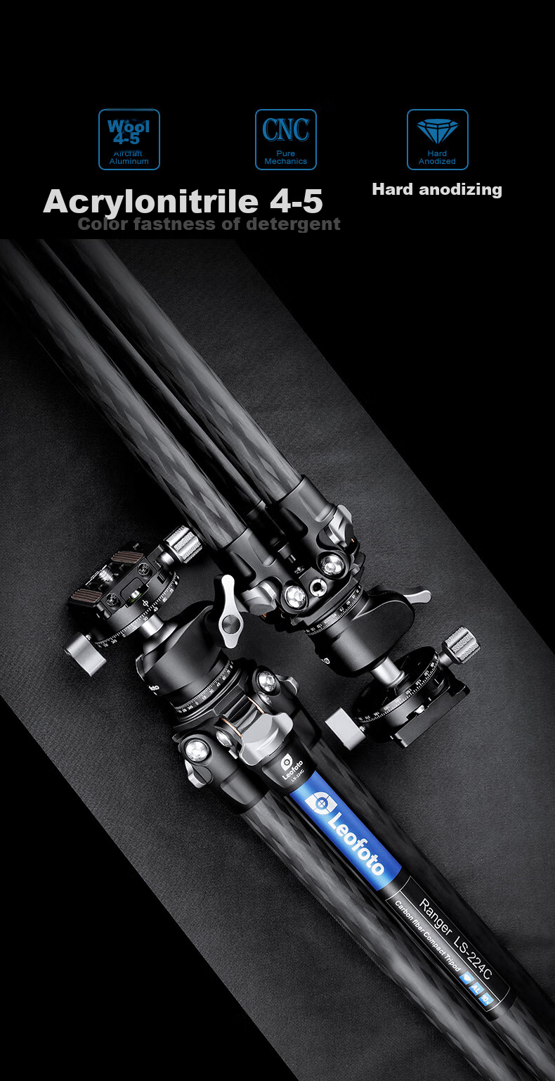 Leofoto Tripod, Carbon Fiber Phone Stand, Canon Nikon Sony Camera Lens Photography And Videography Tripod with Ball Head Kit LS-225C+LH 8
