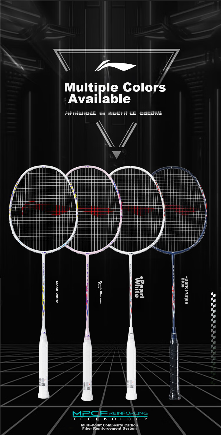 Li-Ning Badminton Racket Aurora Speed 79g Ultra-Light 5U Full Carbon Steel Cannon Mini Whirlwind Single Racket Pearl White Pre-Strung 3