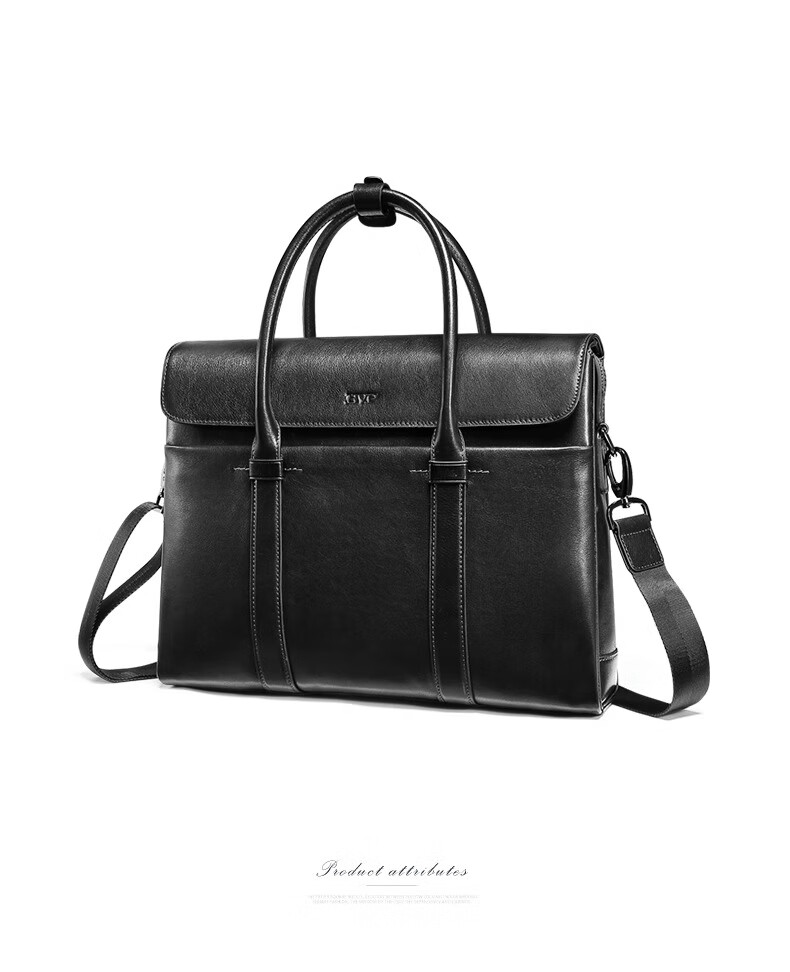 BVP Business Casual Leather Briefcase for Men Large Capacity Laptop Bag Shoulder Crossbody Bag 25