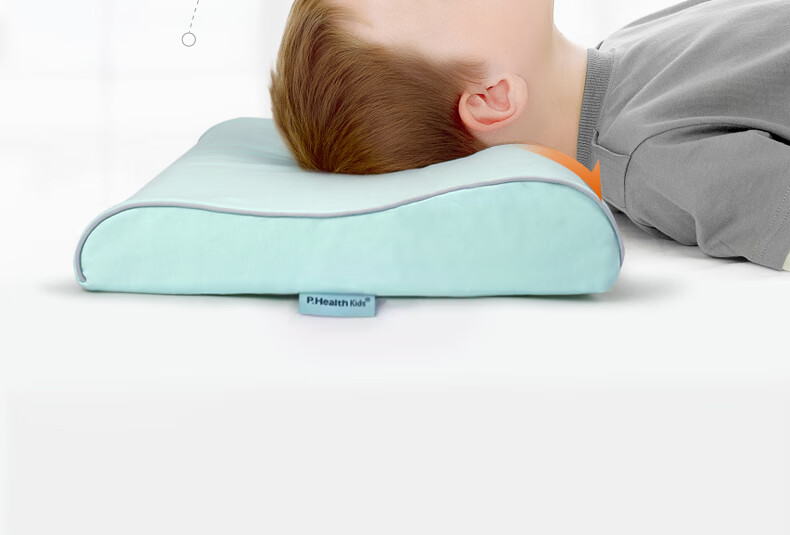 P.Health Children's Pillow, Silicone Rubber Neck Support Pillow, Gift Box Set, All-Season Use, Breathable, Washable Wave Pillow, Gree 15