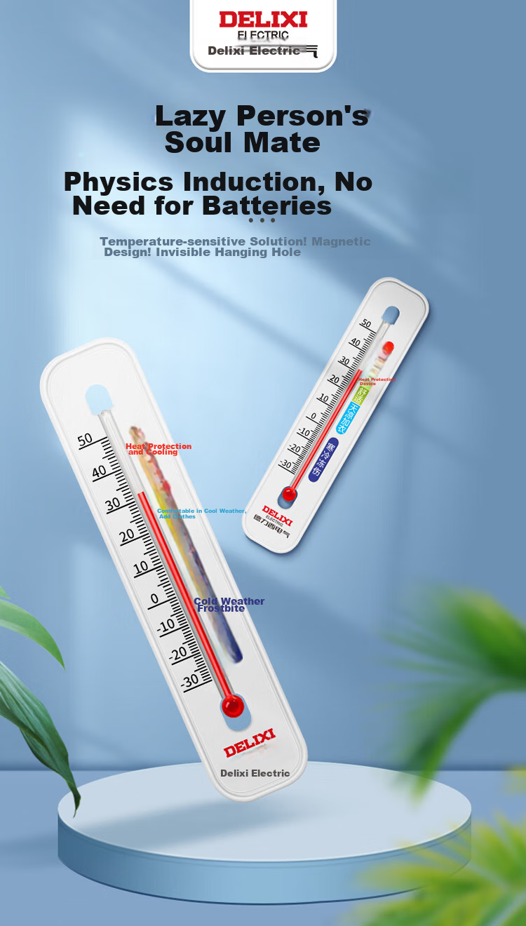 DELIXI ELECTRIC Thermometer, Indoor Glass Tube, High-Precision Household Use, Wall-Mounted for Baby Room And Greenhouse, Humidity And Temperature Meter for Breeding 1