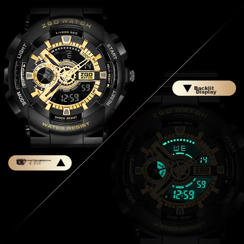 正港（ZGO）电子手表男学生防水运动电子表青少年初高中生腕表男孩礼物 851黑