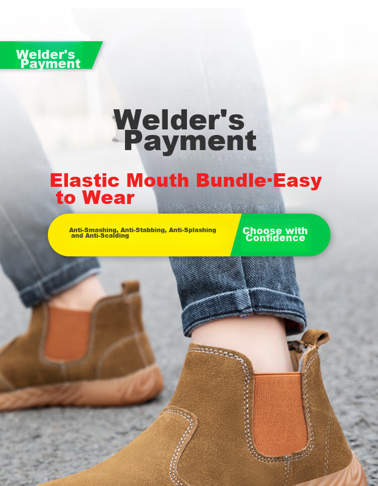 JUNBU Welding Safety Shoes for Men with Steel Toe Cap, Anti-Smashing, Puncture-Resistant, Lightweight, Anti-Scalding Construction Site Safety Work Shoes 1061L Size 37 1
