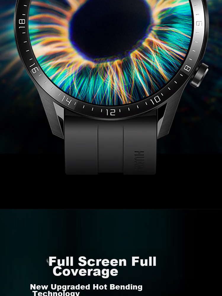 ESCASE [2-Pack - Replacement Guaranteed] Huawei Watch GT2 Watch Tempered Glass Screen Protector, Full Coverage Anti-Fingerprint HD Protective Film, 6D Heat-Bent Integrated 46mm Watch Face Compatible 6