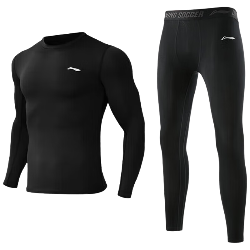 Li-Ning Running Sports Set, Men's Tight-Fitting Shirt, Quick-Drying, High-Elasticity, Breathable, Basketball, Badminton, Base Layer, Fitness Training Wear