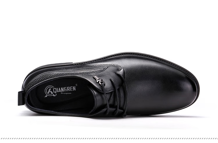Qiangren Formal Shoes for Men, High-Quality Top-Grain Leather, Business Dress Shoes, Breathable Simple Derby Shoes, 73049 Lace-Up Style, Size 40 12