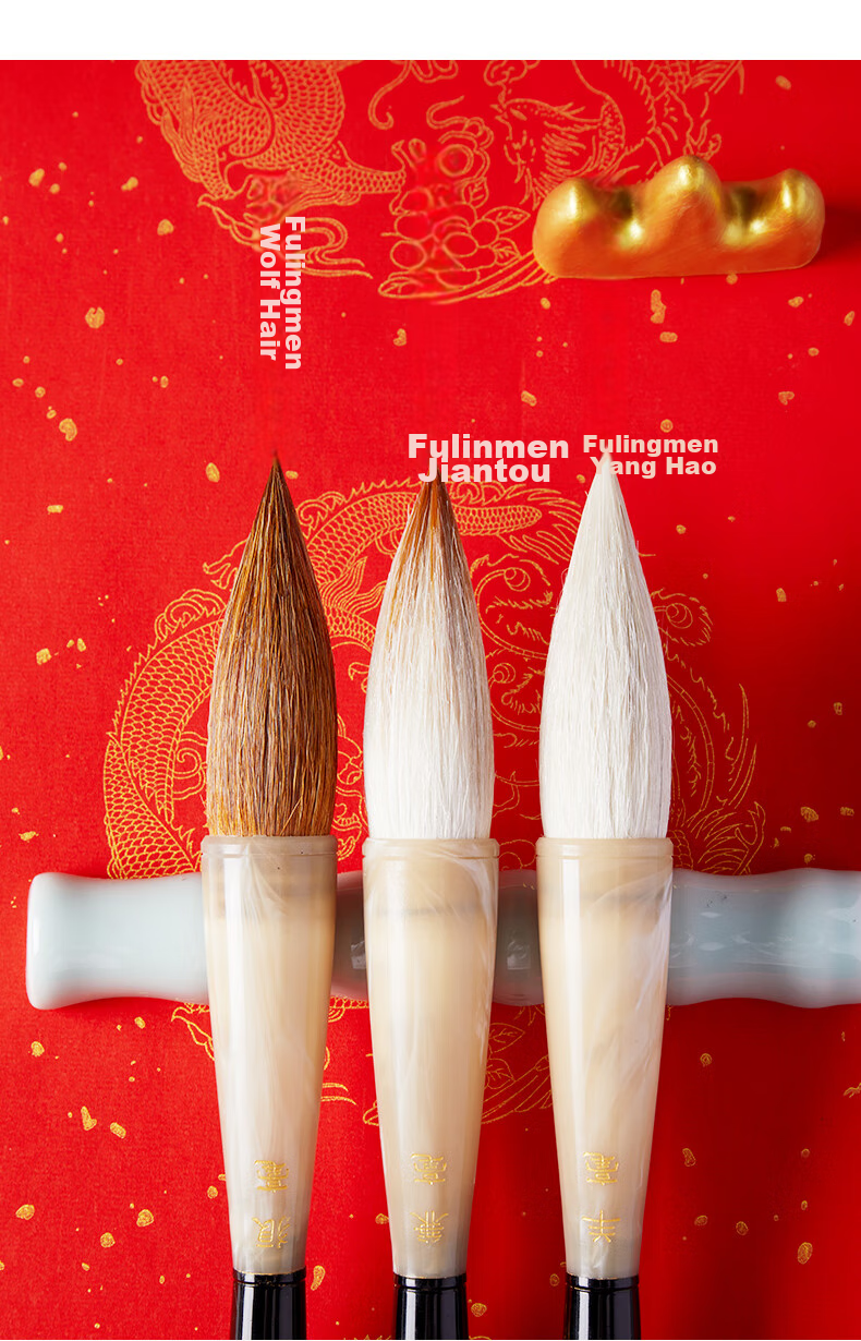 Liupinshuyuan Fulinmen Large Brush Pen, Wolf Hair Calligraphy Brush for Writing Spring Festival Couplets, Square Brush for Writing "Fu" Character, Large Size for Beginners And Adults, Professional-Grade Calligraphy And Chinese Painting Creation Brush 5