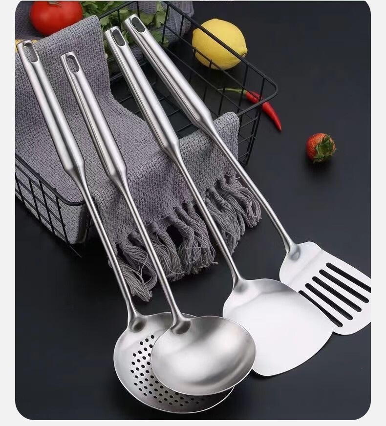 AOmeiyou Kitchen Utensils Set: 304 Stainless Steel Spatula, Wok Turner, Frying Spatula, Soup Ladle for Home Cooking 8