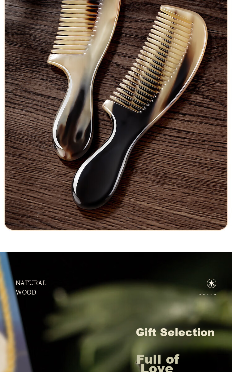 Creative Art Authentic Natural Ox Horn Comb for Men And Women, Massage Meridian Comb, Mid-Autumn Festival Gift for Elders, Teachers, And Girlfriends 5