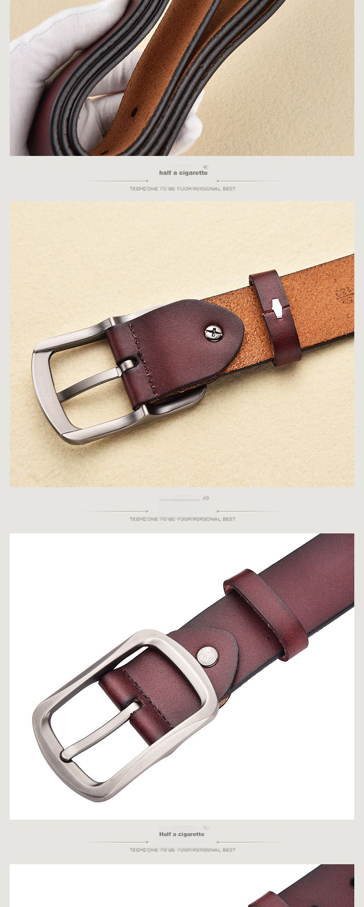 HALFEEL Men's Leather Belt, Casual Cowhide Waistband, Vintage Genuine Pin Buckle Trouser Belt, Durable Business Belt for Military Training And Father's Day 4