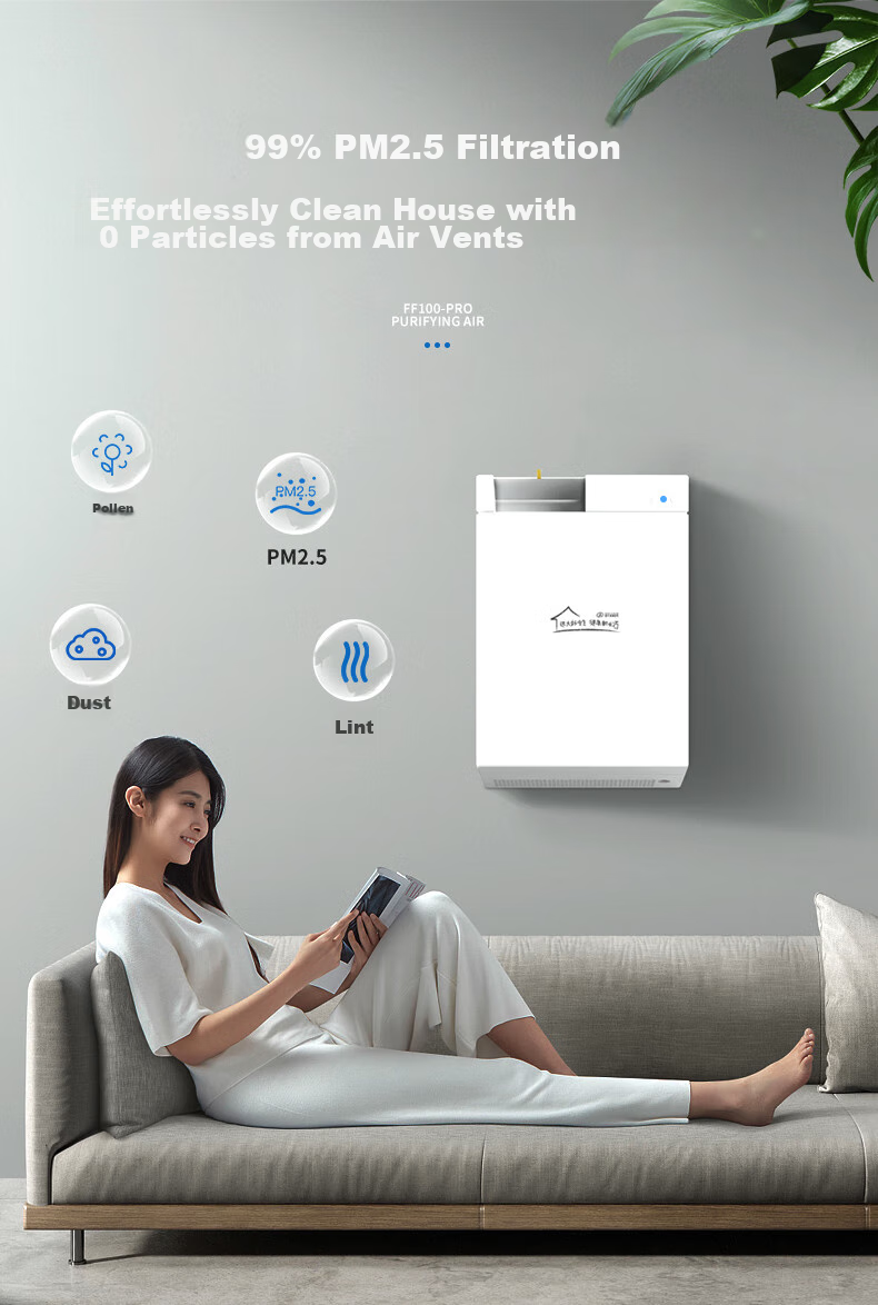 BROAD New Air System Wall-Mounted Fresh Air Machine for Home Use, Bidirectional Ventilation And Air Exchange with Full Heat Recovery, Removes Smog And Formaldehyde, Air Purification Companion to Air Conditioner FF100-Pro 7