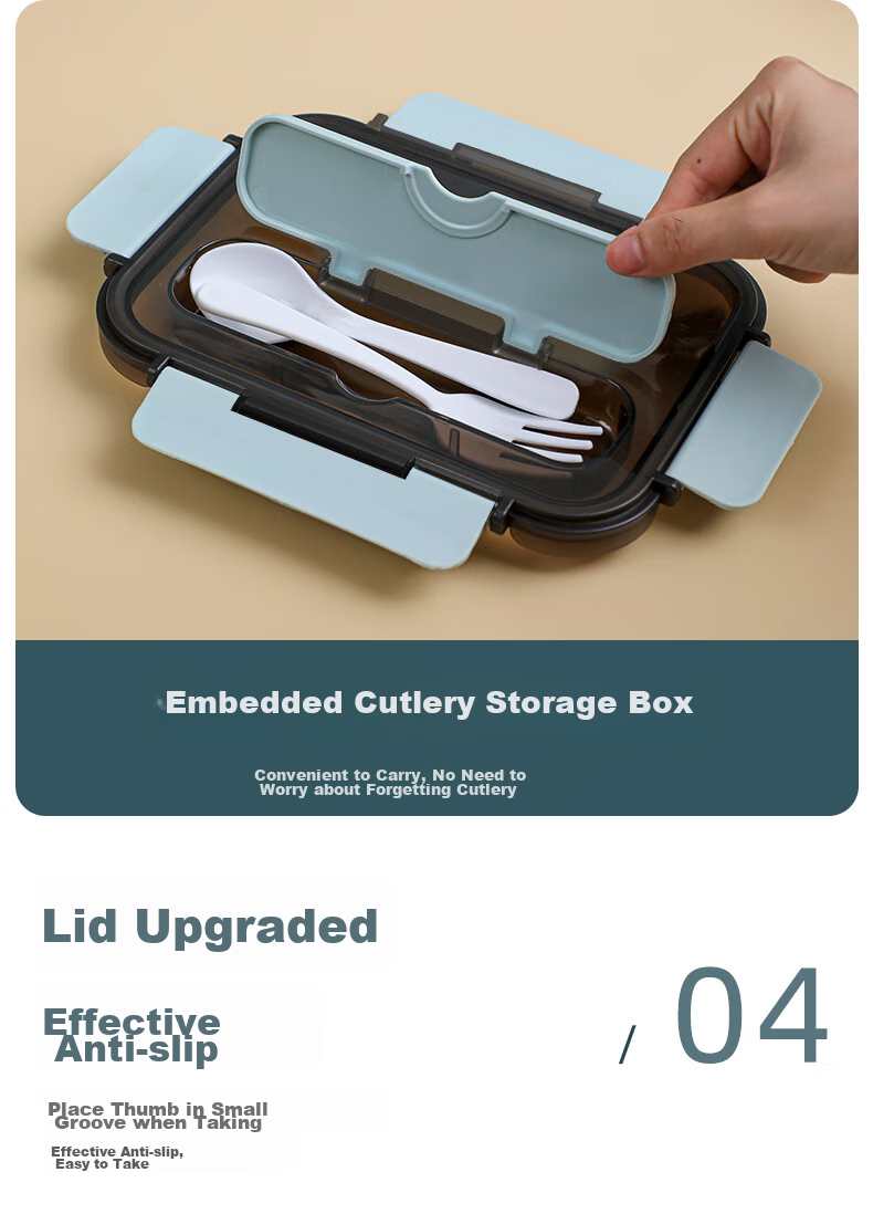PINYU Ultra-Light Glass Lunch Box Microwave-Safe Food Grade Sealed Container with Lid for Office Workers 11