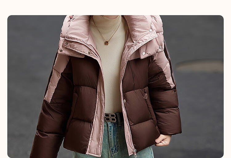 Dme Snowland Roamer Women's Winter Warm 90% Duck Down Hooded Striped Tape Spliced Short Down Jacket Coat 3