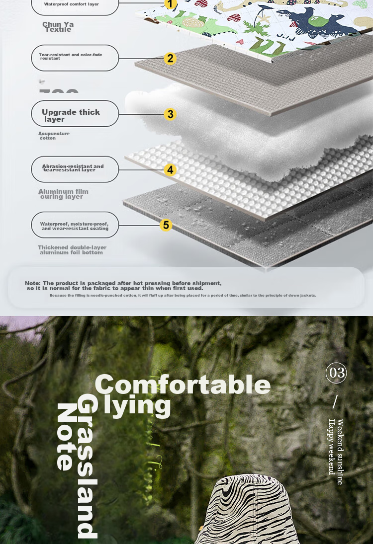 OFEIS Ultrasonic Picnic Mat, Thickened Moisture-Proof Pad, Outdoor Waterproof And Moisture-Proof Camping Mat, Thickened Tent Ground Cloth And Floor Mat 6