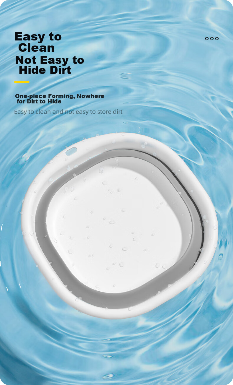 Wuyuehua Folding Basin, Large Face Washing Basin, 38CM, 1 Piece, for Home Use, Business Trips, Dormitory, Portable, Foldable, Vegetable Washing Basin, Foot Washing Basi 2