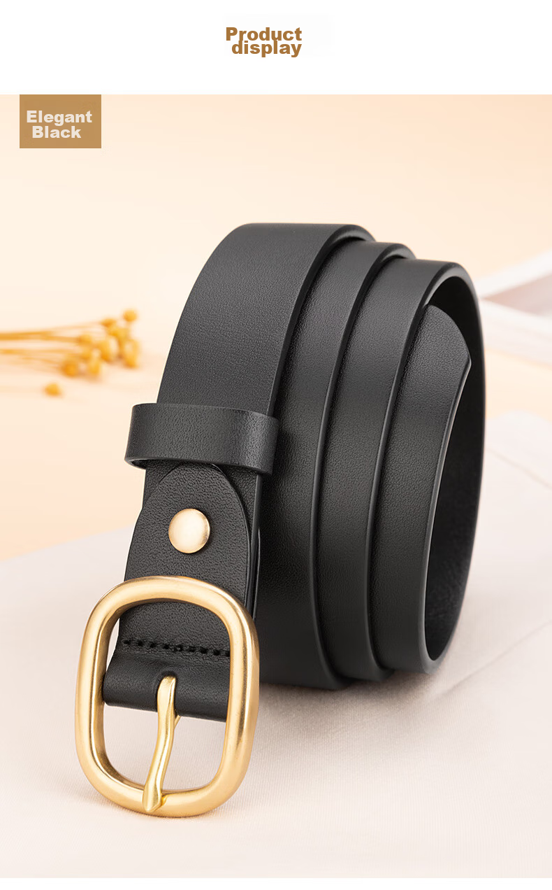 Cattlesboss Women's Leather Belt, Simple Casual Denim Versatile Trouser Belt, Fashionable 5323, Dark Brown, 105cm 13